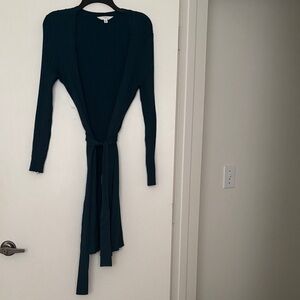 Time and Tru Deep Teal Ribbed Wrap Cardigan